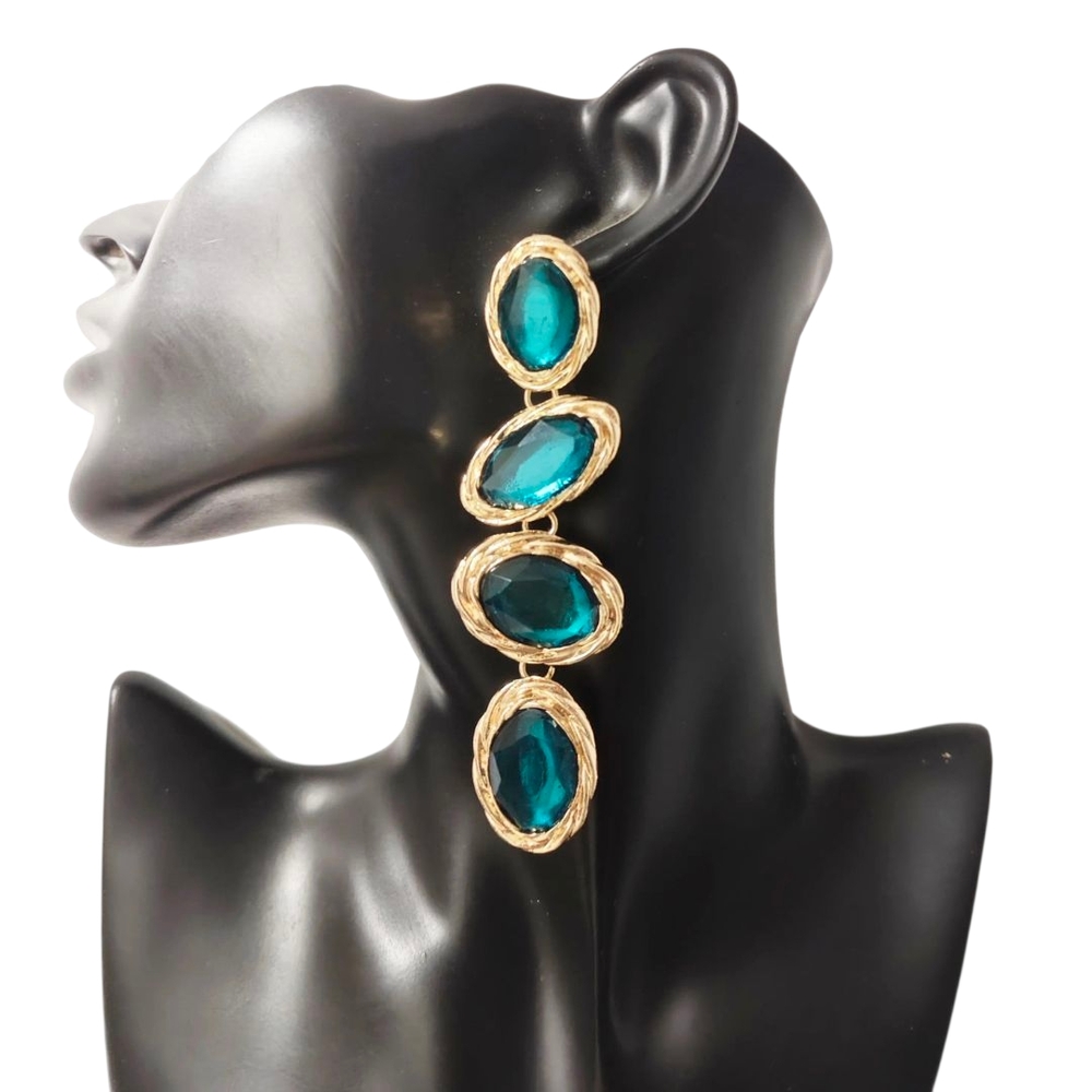 Elegant Gold and Teal Drop Earrings